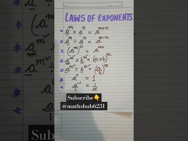 Laws of Exponents llMaths#maths #exponents #viral #tricks #trending #education #learning