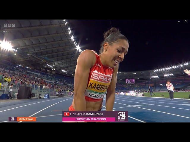 MUJINGA KAMBUNDJI WINS GOLD IN 200M AT THE EUROPEAN ATHLETIC CHAMPIONSHIPS IN ROME IN 22.49S..