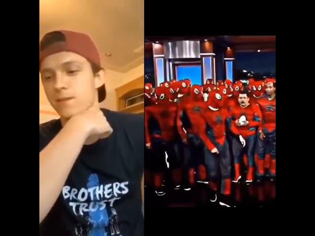 Tom holland reacts to spider-Man perfect  #TomHolland #spiderman #shorts