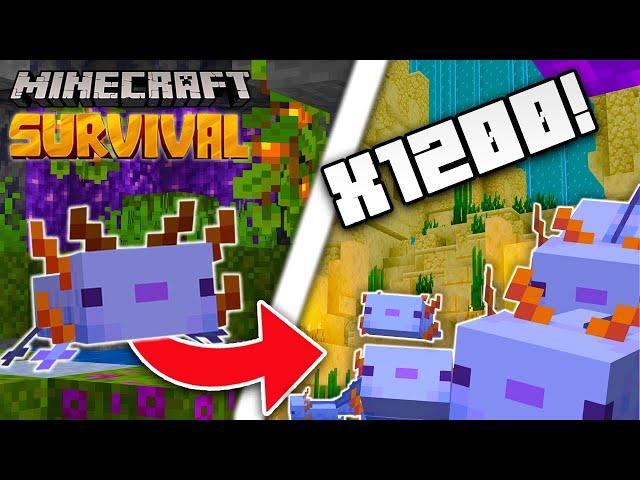 He Conseguido 1200 AJOLOTES AZULES en MINECRAFT SURVIVAL