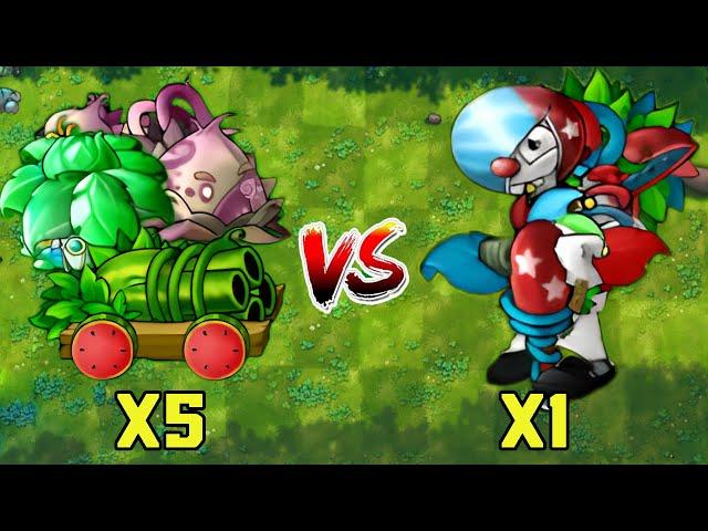 5 All Fusion Plants Vs 1 Poco Jack in the box Zombie - Who Will Win? PVZ 1 Fusion Challenge