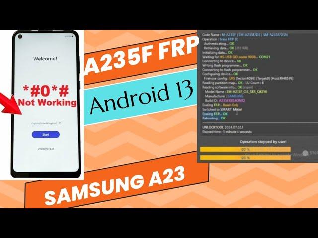 Samsung Galaxy A23 (A235F) FRP Bypass Android 13 | Samsung A235F Google Account Remove Unlocktool