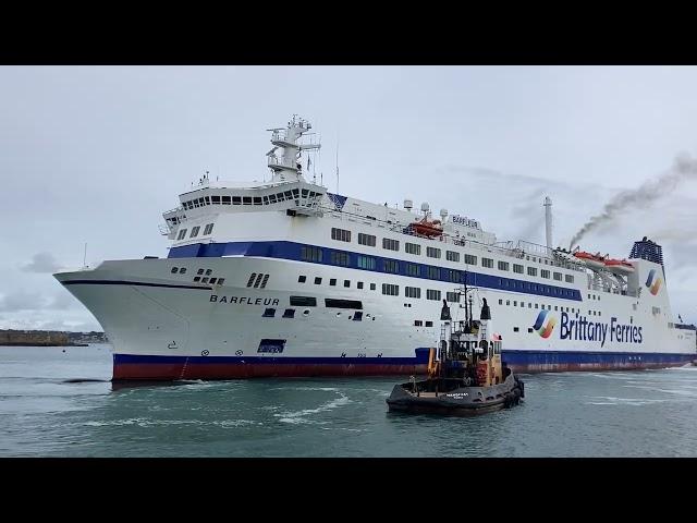 Barfleur - Brittany Ferries passenger ship undertakes berthing trials in St Helier Harbour