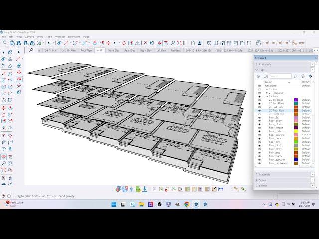 SketchUp Work Session - Penthouse Floor Framing