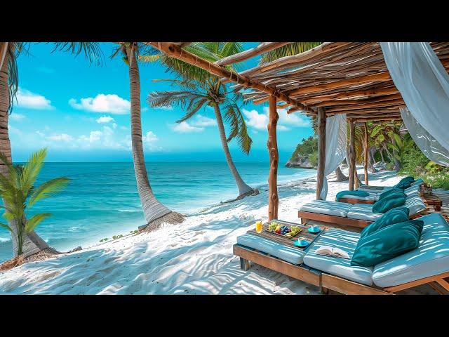 Seaside Smooth Jazz Calm | Elegant Bossa Nova Jazz Music & Ocean Wave Sounds for Uplifting the day