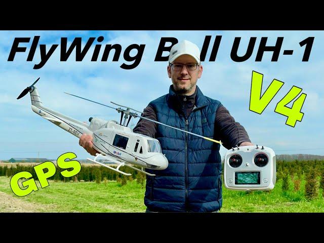 FlyWing Bell UH-1 Huey V4 GPS RTF helicopter | anyone can fly it | Full Review