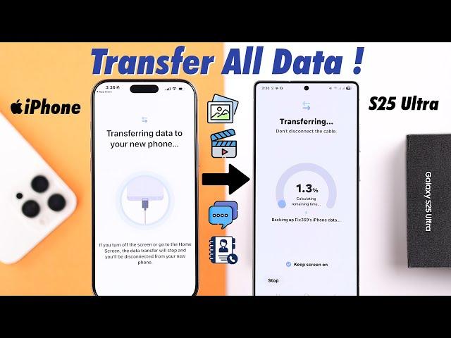 How To Transfer All Data from iPhone to New Samsung Galaxy S25 Ultra/S25+!