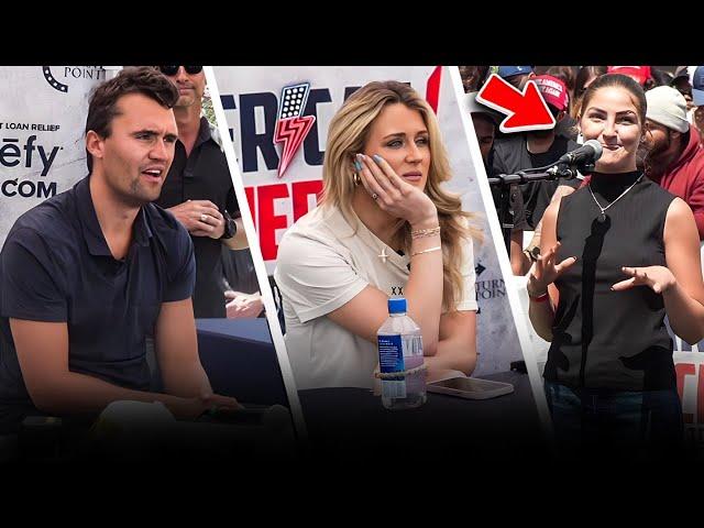 Woman Leaves Stunned After Hearing What Riley Gaines And Charlie Kirk ACTUALLY Believe