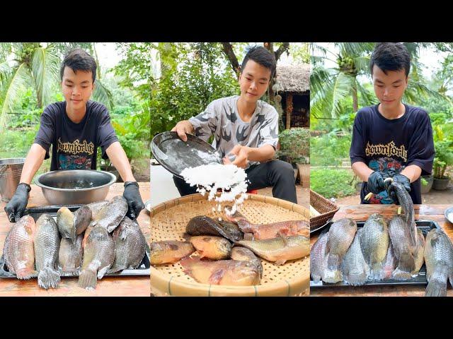 Amazing Cooking Skill: Chef Ny fry big river fish and grill fish wrapped salt - Chef Ny Cooking Show