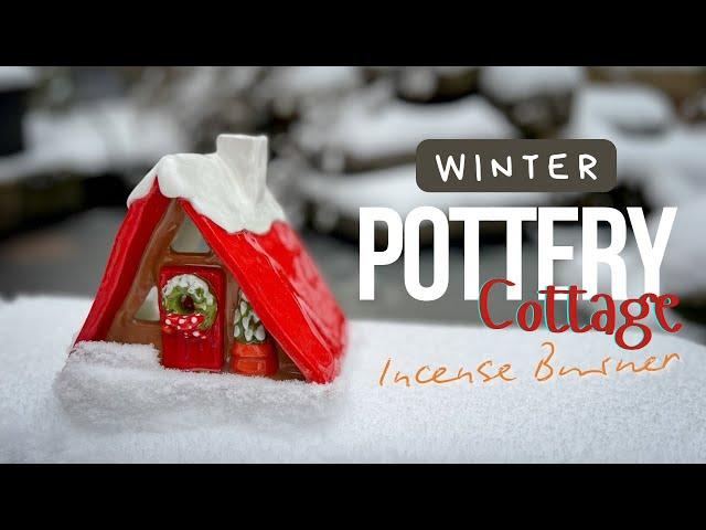 Watch the making of this  miniature A-frame Cottage incense burner. #handmadepottery  #pottery