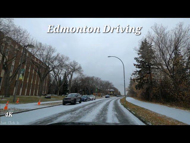 Driving - Snowfall in Fall Season, Edmonton, Alberta, Canada - November 2024