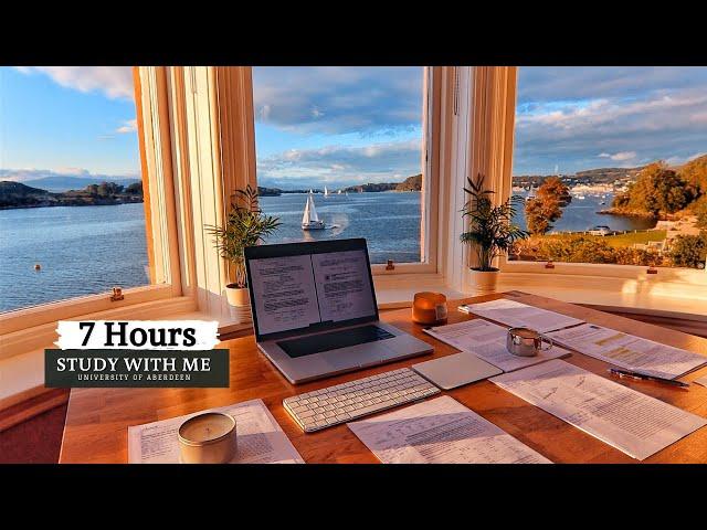 7 HOUR STUDY WITH ME  | Background noise, 10-min Break, No music, Study with Merve