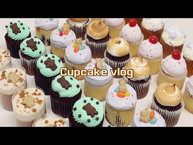 6 flavors of  cupcakes|Dessert vlog|smore, lotus, mint chocolate, blueberry, raspberrty, caramel