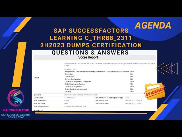 SAP SuccessFactors LMS THR88_2311 2H2023 Certification Exam Questions and Answers Preparation