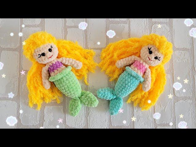 ‍️Небольшая русалочка из плюшевой пряжи крючком‍️crochet mermaid doll gehäkelte meerjungfrauen