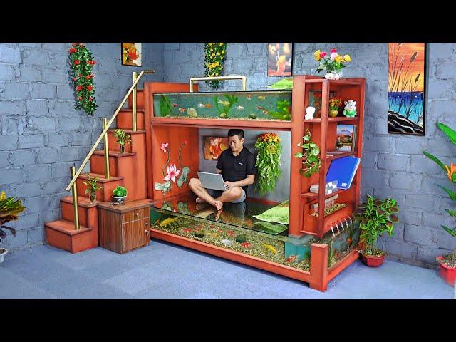 Come up with a crazy idea! A masterpiece! Make a wonderful fish tank bunk bed