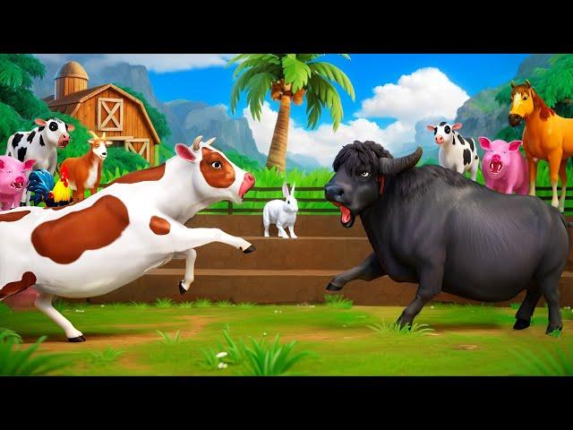 Epic Farm Animals Fight: Cow vs. Buffalo, Horse vs. Pig, Goat vs. Sheep! Animal Revolt Simulator