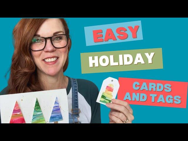 Simple watercolor holiday tags and cards