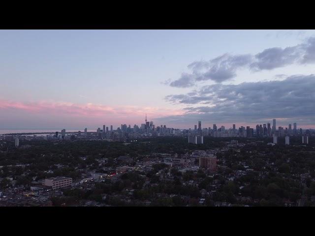 Toronto Skyline At Sunset 4K Drone Stock Footage Tracking Left to Right