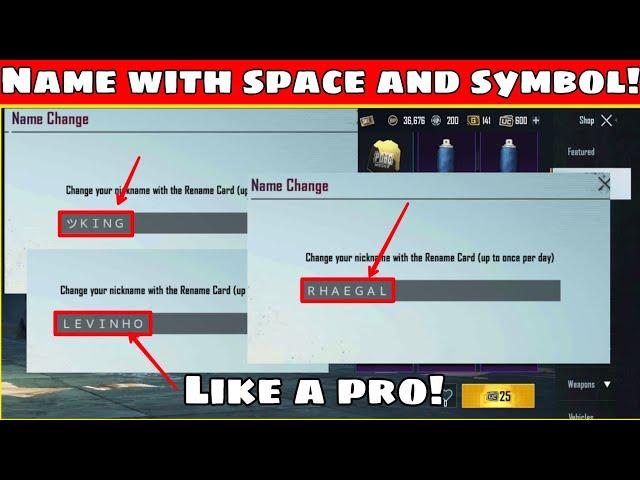 How to rename in pubg mobile  with space | How to use symbols in renaming pubg mobile