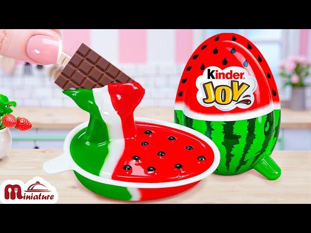 So Lovely Miniature Watermelon Chocolate Kinder Cake Recipe | ASMR Cooking Mini Food