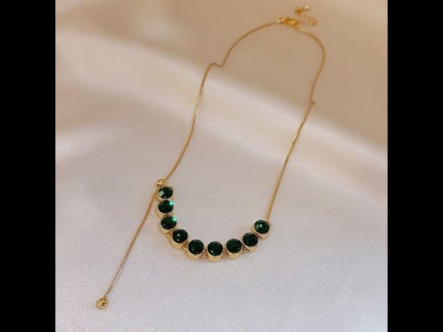 ImYan Jewelry | Emerald Zircon Clavicle Necklace