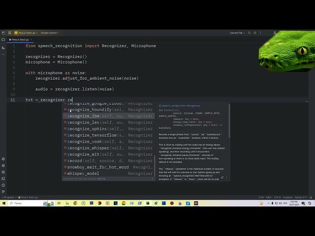 Python для Детей. Преобразование Речи в Текст на библиотеке "speech_recognition"