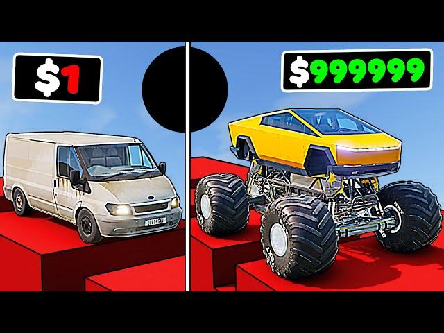 $1 TO $1,000,000 VEHICLES VS JUMP ROADS - beamNG drive