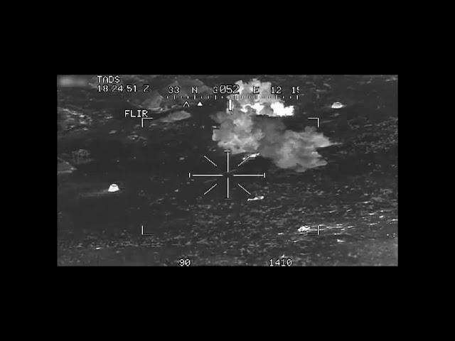 AH-64 Apache in action - main chain gun and hellfire missile strikes