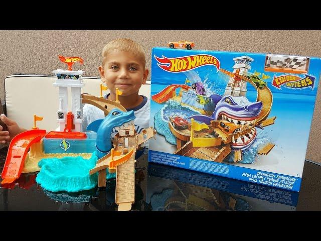 Волшебная машинка ХОТ ВИЛС трек АКУЛА HOT WHEELS track SHARKPARK Colour Shifters Sharkport Showdown