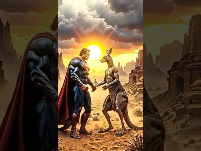 Superman Vs kangaroo duo #animalshorts #hybrids #ai #edit #fusion #marvel #kangaroo #superman