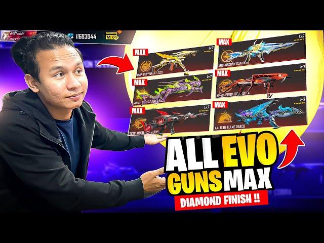 Upgrading All Evo Gun Skins Max with More Than 50000 Diamonds  New Diamond  King Tonde Gamer 