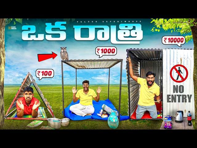 Low Budget to High Budget  Iron Sheets Houses Overnight Survival Challenge  Telugu Experiments