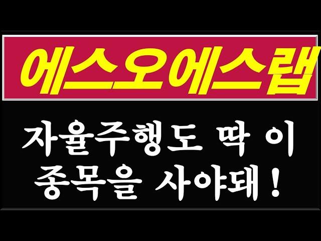 에스오애스랩 잡으면 먹는다. 정말 관리잘 되는 자율주행차테마 종목!