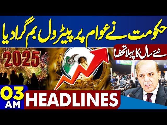 Petrol Prices Rise at Start of New Year | Spectacular Fireworks | 03 AM Headlines | Welcome 2025