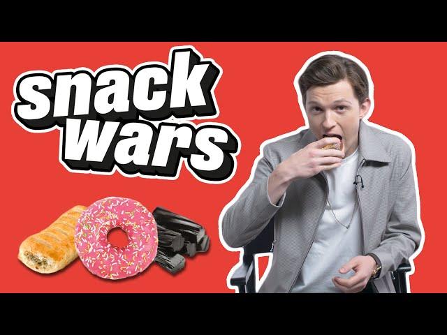 Tom Holland Tries Best British And American Snacks | Snack Wars | @ladbiblestories