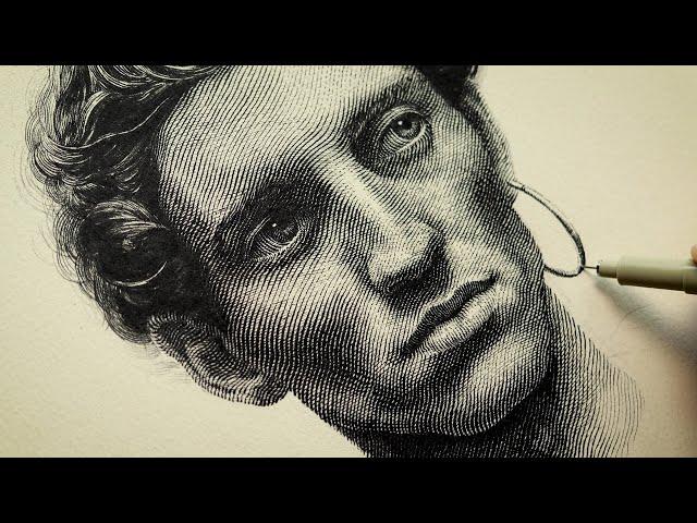 Portrait Pen & Ink Drawing | The "Engraving" Style