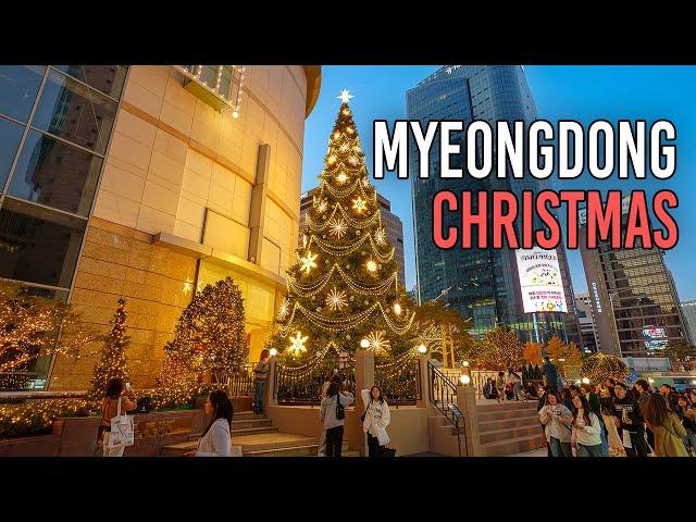 The Christmas season has already begun in Myeongdong Street! | Walking Tour Seoul 4K HDR