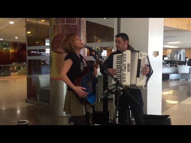 Accordion Virtuoso, Paul Stanga with Emily McVicker at Seatac Airport!