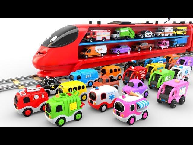 Colors for Children with Train Transporter Toy Street Vehicles