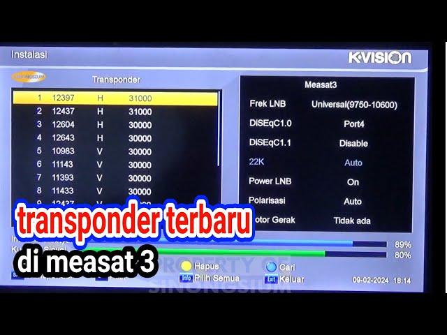 transponder terbaru di satelit measat3 ku band