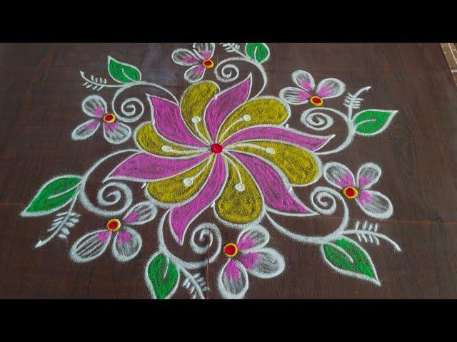 sankranthi muggulu #simplerangoli #new  design #3*2dots# flower design #muggulu #pleasesubscribe