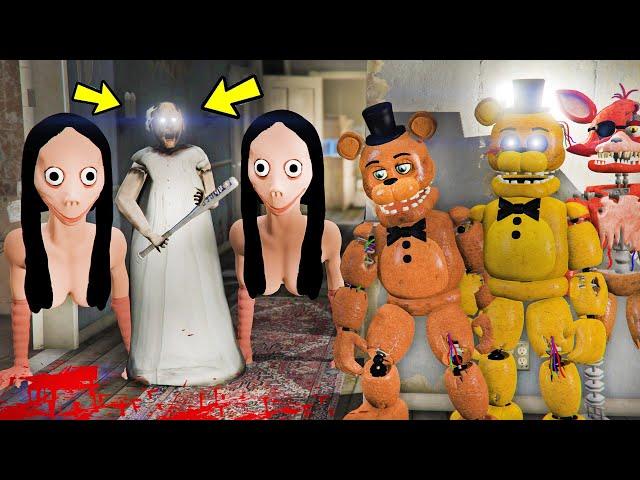 ANIMATRONICS PODEM SALVAR O GOLDEN FREDDY NA CASA DA GRANNY E MOMO? | GTA V Five Nights at Freddy's