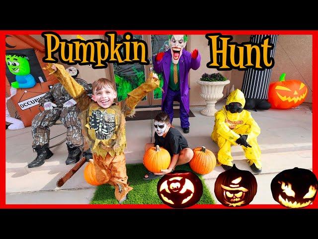 Halloween pumpkins hunt and Carving | Deion’s Playtime games