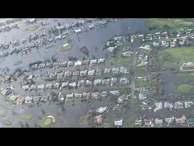 Aerials of the damage wrought by Hurricane Ian on Lee County, Florida