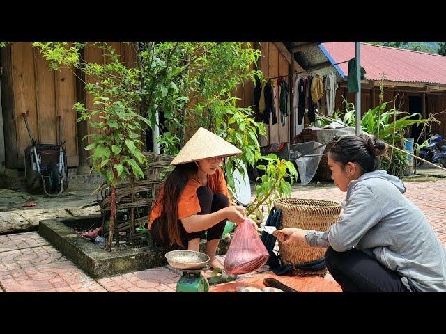 girl fishing stream, daily life Thuy