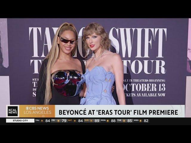 Beyoncé makes appearance at "Taylor Swift: The Eras Tour" movie premiere