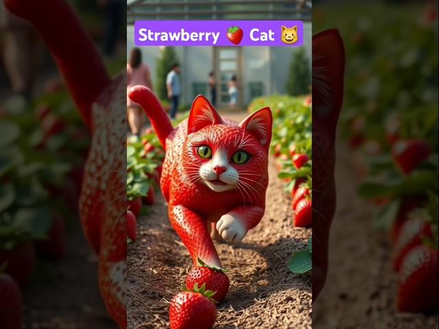 Cute Strawberry  Cat  75 #catvideos #catlover #cat #strawberry #shorts