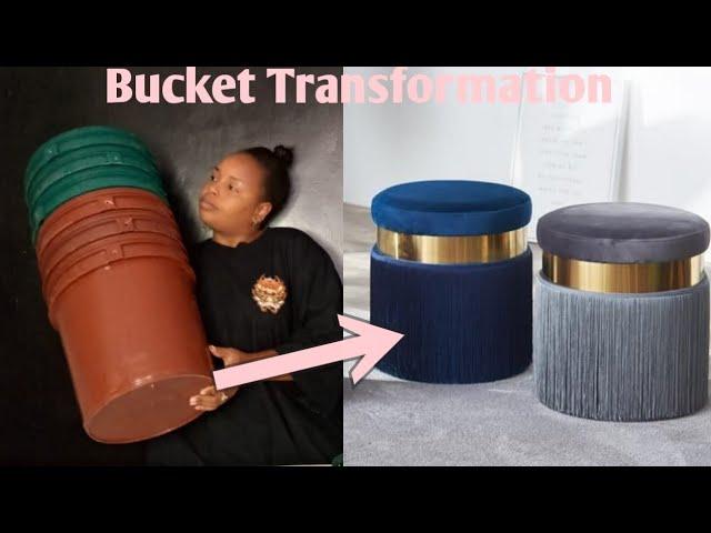 DIY OTTOMAN USING BUCKET// Such ottoman cost a lot in the store.