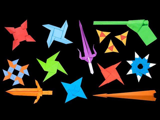 TOP 12 COOL ORIGAMI NINJA STARS SHURIKEN AND PAPER SWORD that you can make at home
